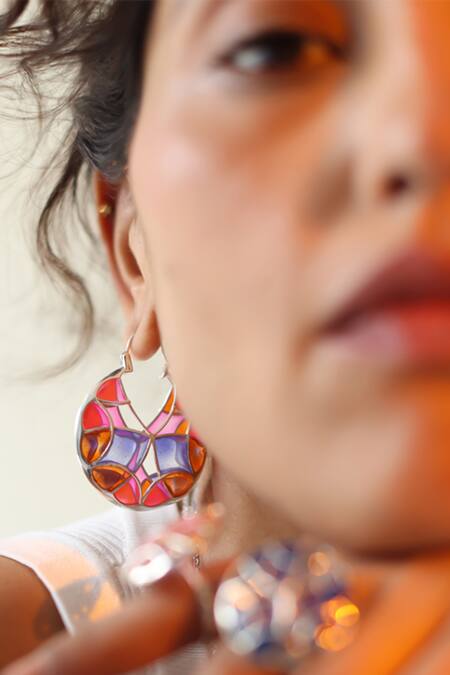 Manner Purple Varichrome Enamel Hoops at Aza Fashions Manner_Purple Varichrome Enamel Hoops _at_Aza_Fashions