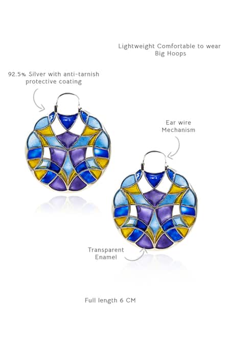 Manner Blue Polychrome Enamel Hoop Earrings Online at Aza Fashions Manner_Blue Polychrome Enamel Hoop Earrings _Online_at_Aza_Fashions