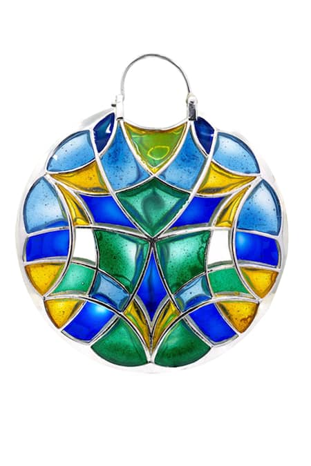 Buy Manner Blue Crystals Enamel Embellished Silver Hoop Earrings Online at Aza Fashions Buy_Manner_Blue Crystals Enamel Embellished Silver Hoop Earrings _Online_at_Aza_Fashions