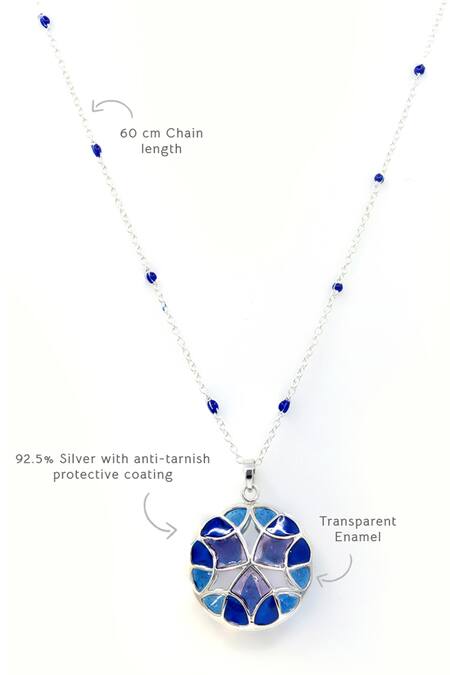 Manner_Blue And Purple Enamel Pendant Necklace _Online_at_Aza_Fashions