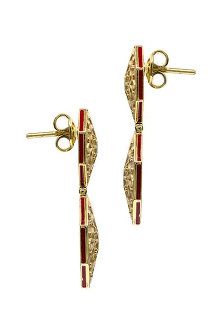 Manner Gold Plated 925 Silver Carved Earrings Online at Aza Fashions Manner_Gold Plated 925 Silver Carved Earrings _Online_at_Aza_Fashions