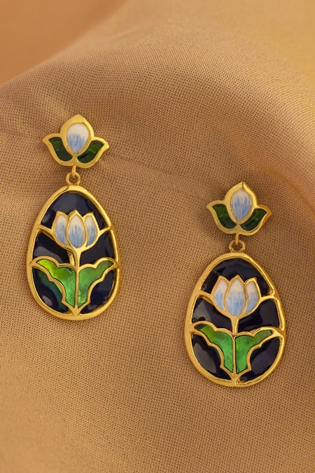 Manner Gold Plated Jalaj Lotus Dangler Earrings 