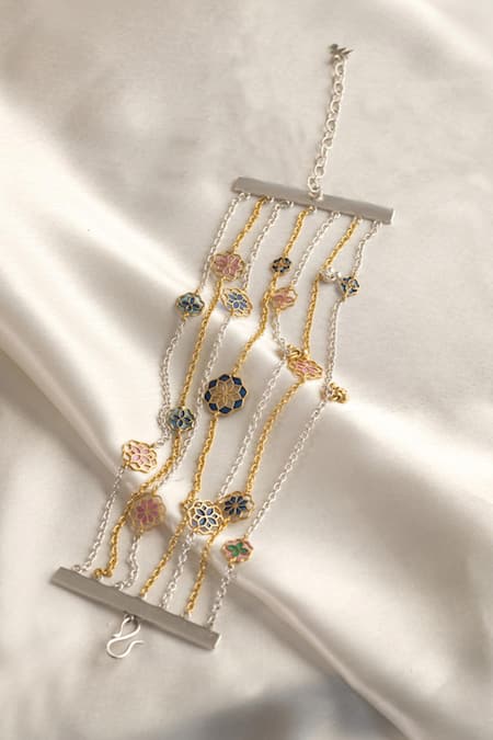 Shop Manner Multi Color Layered Enamelled Chain Bracelet at Aza Fashions Shop_Manner_Multi Color Layered Enamelled Chain Bracelet _at_Aza_Fashions