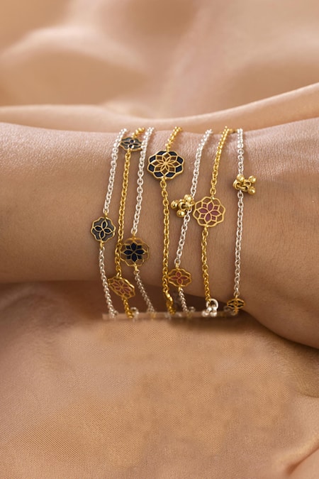 Manner Multi Color Layered Enamelled Chain Bracelet Online at Aza Fashions Manner_Multi Color Layered Enamelled Chain Bracelet _Online_at_Aza_Fashions