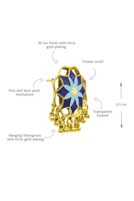 Manner_Blue Kumud Enamelled Stud Earrings _Online_at_Aza_Fashions