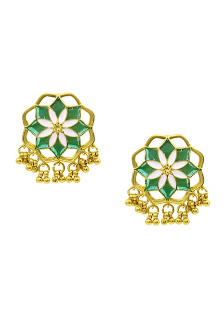 Manner Kumud Bloom Enamelled Stud Earrings 