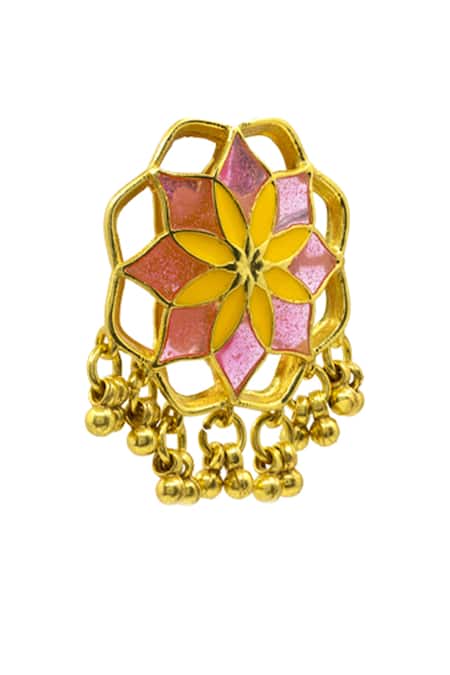 Manner Kumud Blossom Enamelled Stud Earrings 