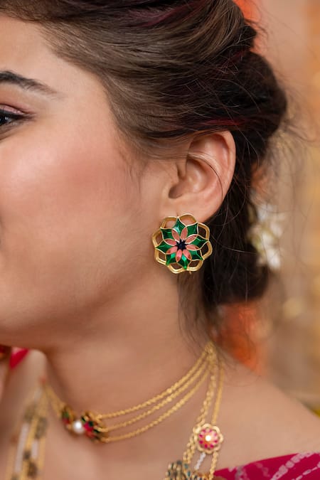 Manner Mudita Enamelled Floral Earrings 