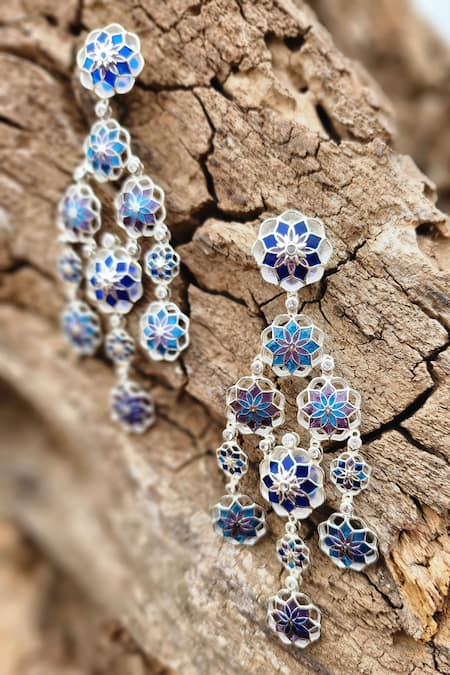 Manner Phool Cut-Out Enamel Earrings 