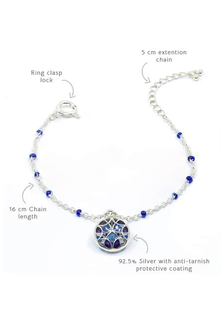 Buy_Manner_Silver Plated Beads Floral Charm Enamel Bracelet _Online_at_Aza_Fashions