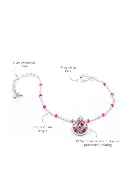Manner_Multi Color Beads, Embroidery Floral Ball Charm Enamelled Bracelet _Online_at_Aza_Fashions