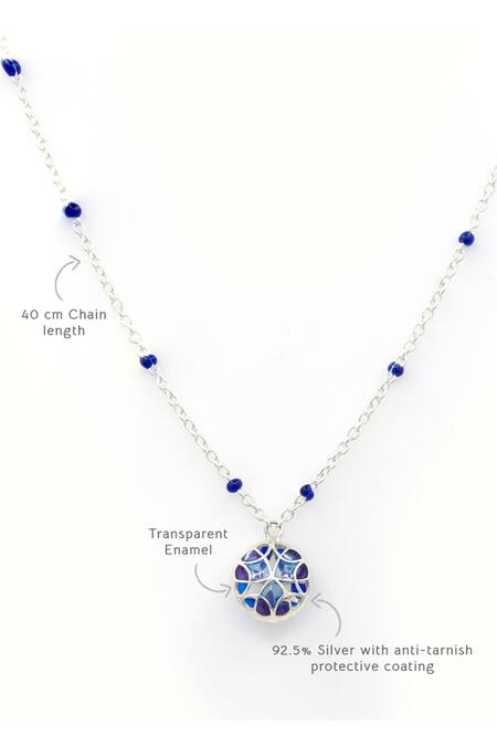 Manner_Blue Floral Ball Charm Pendant Necklace _Online_at_Aza_Fashions