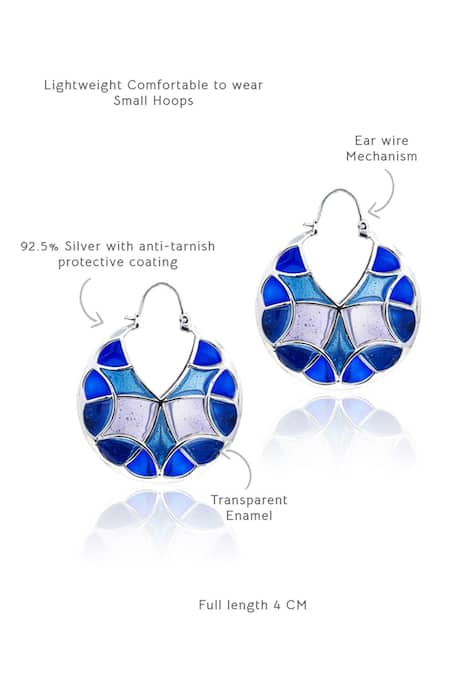 Buy_Manner_Blue Crystals Gradient Enamelled Hoop Earrings _Online_at_Aza_Fashions