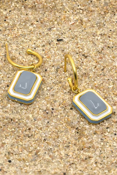 Manner Gold Plated Blue Calcedony Danglers 