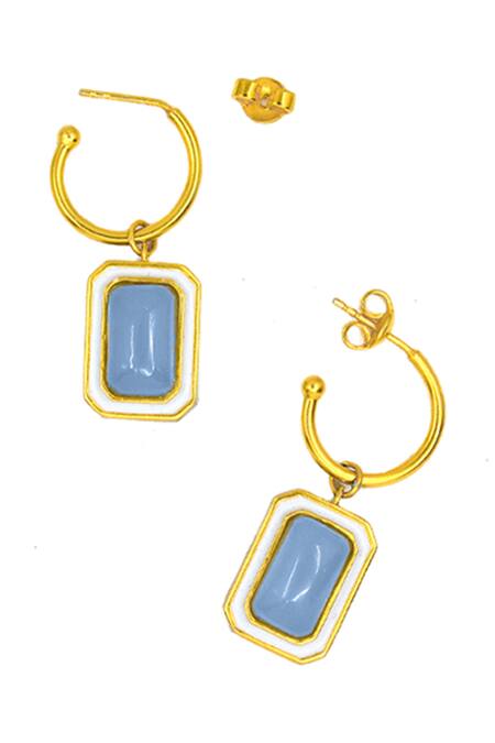 Manner_Blue Stones, Beads Gold Plated Calcedony Danglers _Online_at_Aza_Fashions