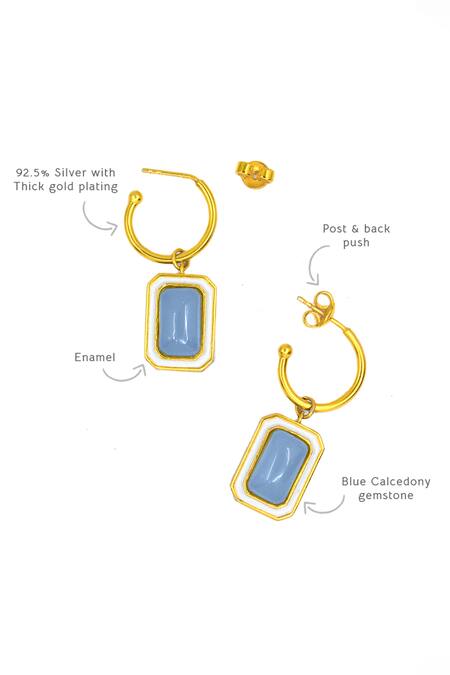 Buy_Manner_Blue Stones, Beads Gold Plated Calcedony Danglers _Online_at_Aza_Fashions