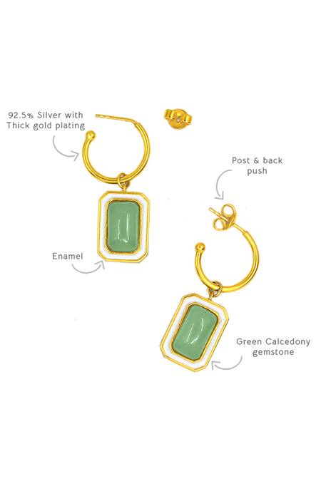 Manner Green Stones, Beads Geometric Gold Plated Earrings Online at Aza Fashions Manner_Green Stones, Beads Geometric Gold Plated Earrings _Online_at_Aza_Fashions