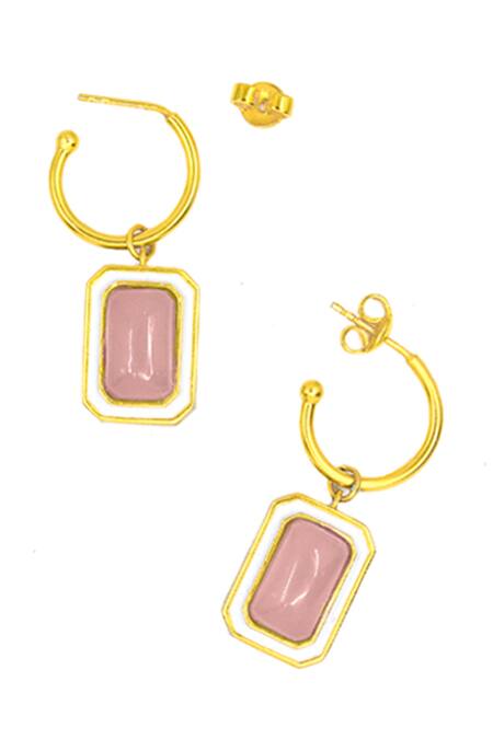 Manner Rose Quartz Stone Embellished Earrings 