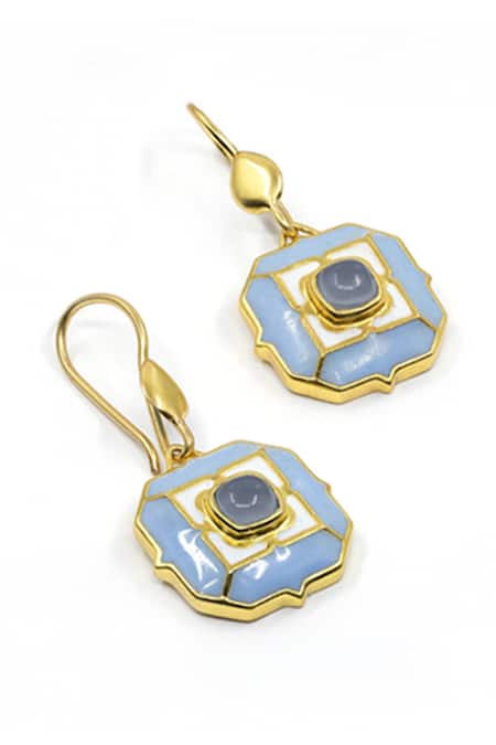 Manner Blue Calcedony Stone Danglers 