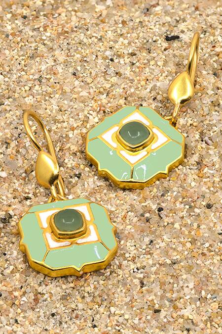 Manner Sea Breeze Green Calcedony Earrings 