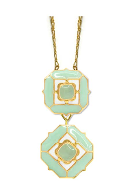 Manner Green Calcedony Pendant Necklace 