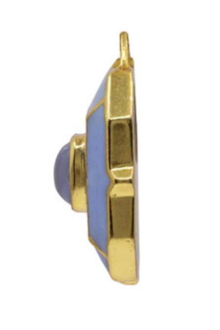 Manner Geometric Blue Calcedony Pendant Necklace 