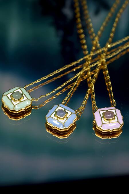 Buy Manner Blue Geometric Calcedony Pendant Necklace Online at Aza Fashions Buy_Manner_Blue Geometric Calcedony Pendant Necklace _Online_at_Aza_Fashions