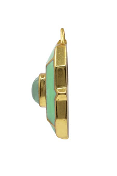 Manner Geometric Green Calcedony Pendant Necklace 