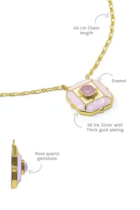 Manner_Pink Stones Rose Quartz Pendant Necklace _Online_at_Aza_Fashions