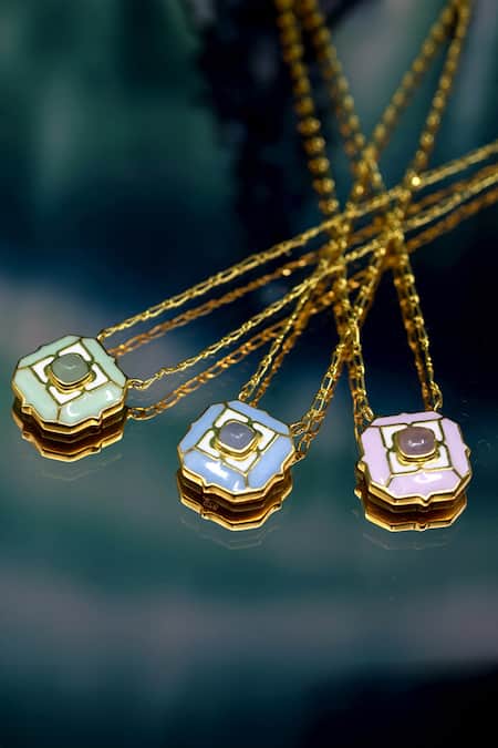 Buy_Manner_Pink Stones Rose Quartz Pendant Necklace _Online_at_Aza_Fashions