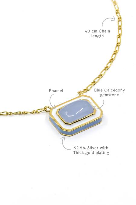 Manner_Blue Stones Geometric Calcedony Pendant Necklace _Online_at_Aza_Fashions
