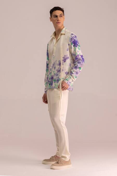 Buy Therealb Multi Color Satin Print Floral Shirt Online at Aza Fashions Buy_Therealb_Multi Color Satin Print Floral Shirt _Online_at_Aza_Fashions