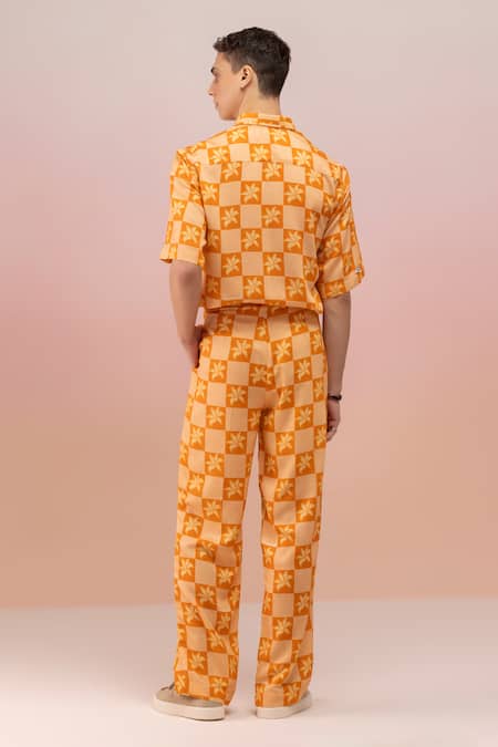 Therealb Checkered Bloom Print Shirt & Pant Set 