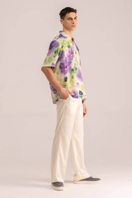 Buy Therealb Multi Color Satin Print Flora Shirt Online at Aza Fashions Buy_Therealb_Multi Color Satin Print Flora Shirt _Online_at_Aza_Fashions
