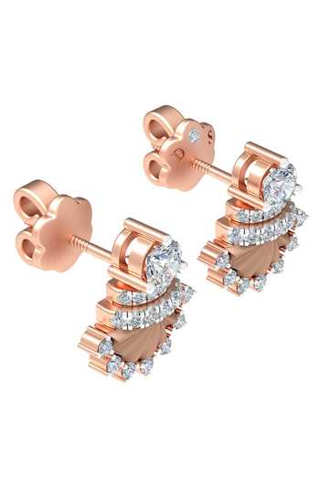 Buy_Divine Solitaires_Rose Gold Imitation Diamonds Geometric Stud Earrings_Online_at_Aza_Fashions