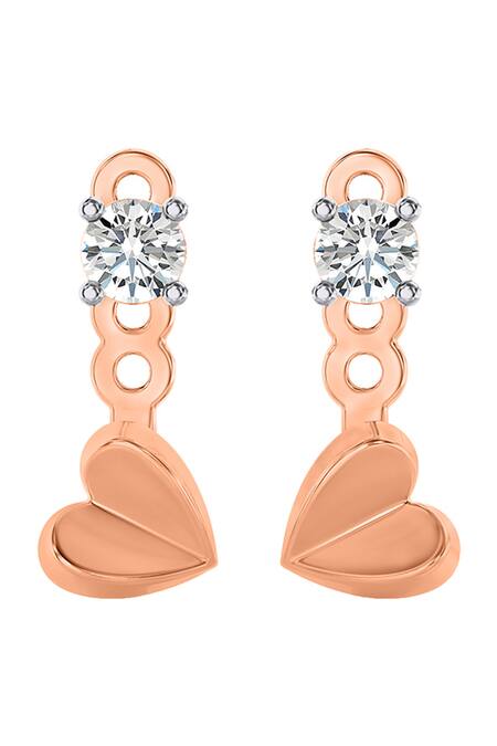 Divine Solitaires_Rose Gold Imitation Diamonds Heart Shaped Stud Earrings_Online_at_Aza_Fashions