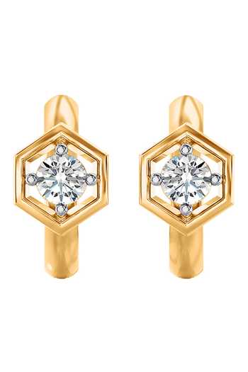 Divine Solitaires_Gold Plated Imitation Diamonds Solitaire Hoops_Online_at_Aza_Fashions