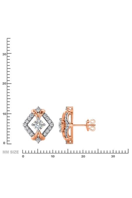 Shop_Divine Solitaires_Rose Gold Imitation Diamonds Designer Stud Earrings_Online_at_Aza_Fashions