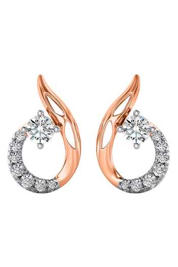 Divine Solitaires_Rose Gold Imitation Diamonds Geometric Shaped Stud Earrings_Online_at_Aza_Fashions