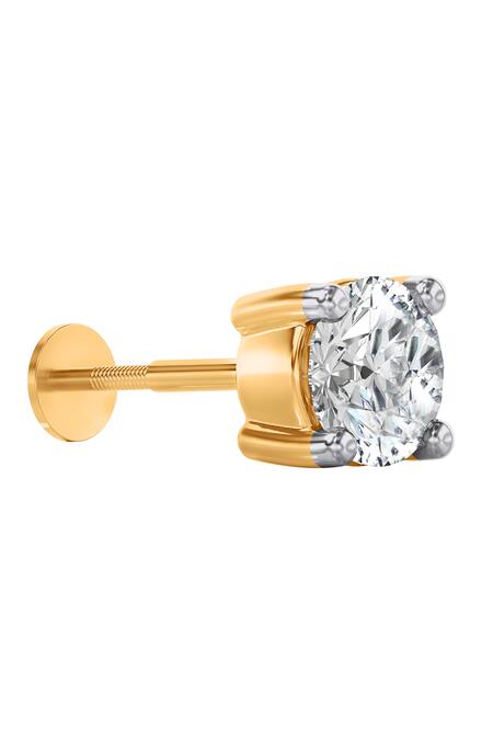 Divine Solitaires 18kt Yellow Gold Diamond Embellished Studs 