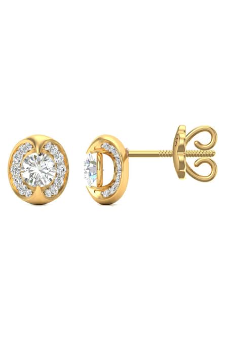 Buy_Divine Solitaires_Yellow Imitation Diamonds Kidney Bean Shaped Stud Earrings_Online_at_Aza_Fashions