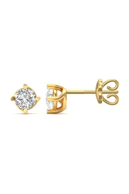 Buy_Divine Solitaires_Yellow Imitation Diamonds Gold Stud Earrings_Online_at_Aza_Fashions