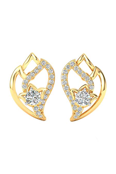 Divine Solitaires_Yellow Imitation Diamonds Bullian Bloom Stud Earrings_Online_at_Aza_Fashions