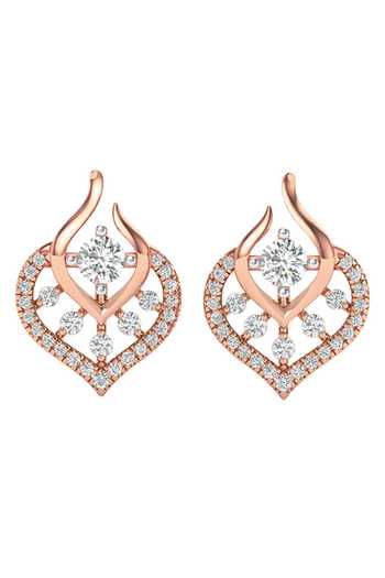 Divine Solitaires_Rose Gold Imitation Diamonds Celeste Stud Earrings_Online_at_Aza_Fashions