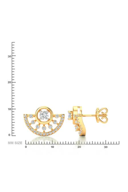 Buy_Divine Solitaires_Yellow Imitation Diamonds Crescent Solitaire Stud Earrings_Online_at_Aza_Fashions