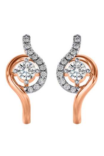 Divine Solitaires_Rose Gold Imitation Diamonds Embellished Half Hoop Earrings_Online_at_Aza_Fashions