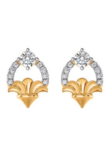 Divine Solitaires_Gold Plated Imitation Diamonds Floral Stud Earrings_Online_at_Aza_Fashions