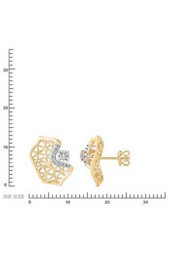 Buy_Divine Solitaires_Gold Plated Imitation Diamonds Abstract Stud Earrings_Online_at_Aza_Fashions