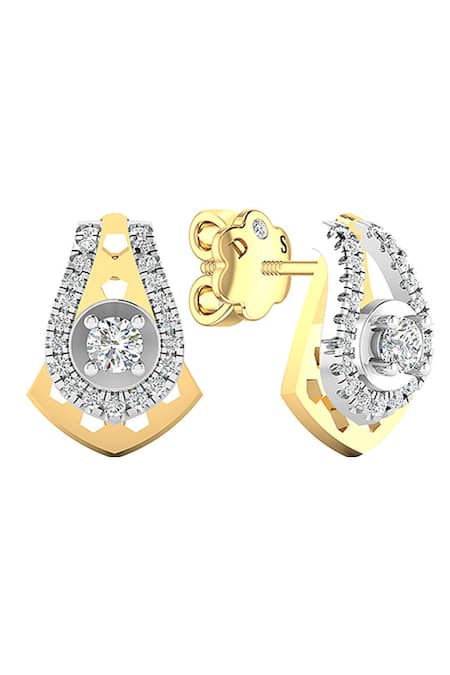 Divine Solitaires 18kt Yellow & White Gold Diamond Studded Earrings 