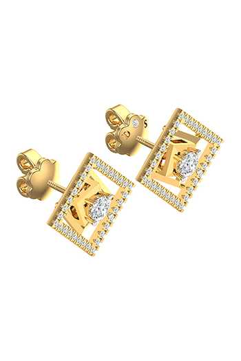 Shop Divine Solitaires Gold Plated Imitation Diamonds Geometric Cutwork Stud Earrings at Aza Fashions Shop_Divine Solitaires_Gold Plated Imitation Diamonds Geometric Cutwork Stud Earrings_at_Aza_Fashions
